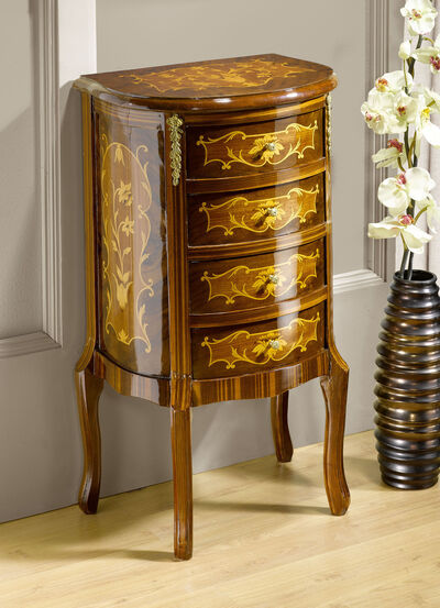 Kommode aus massivem Buchenholz mit Intarsien 