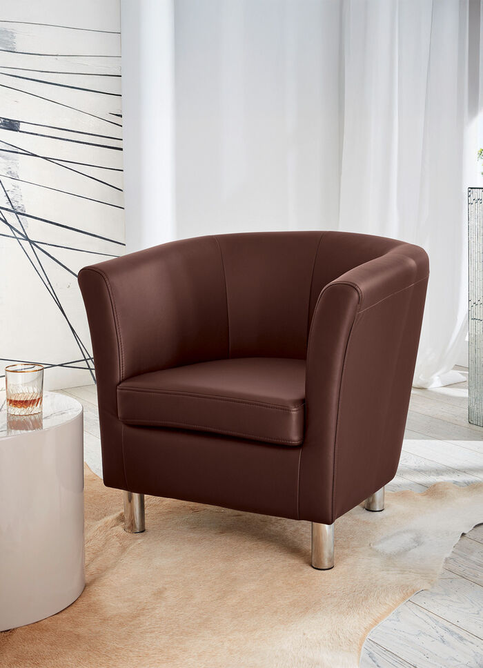 Edler Sessel auf stabilem Holzgrundgestell BRAUN