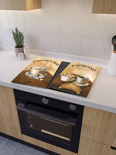 Herdabdeckplatten Cappuccino, 2er-Set 