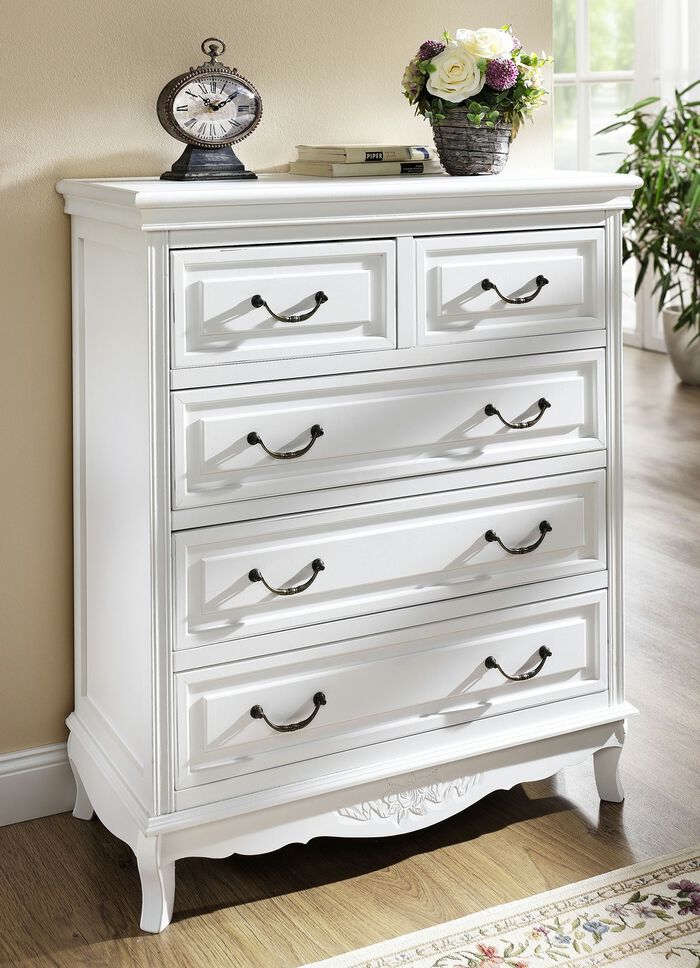 Schubladenkommode in Antikwei&szlig; 