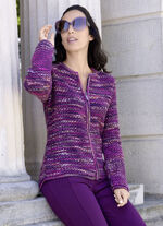 Strickjacke mit Flammen-Melangegarn 