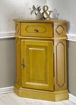 Teilmassive Eck-Kommode mit Metallgriffen 