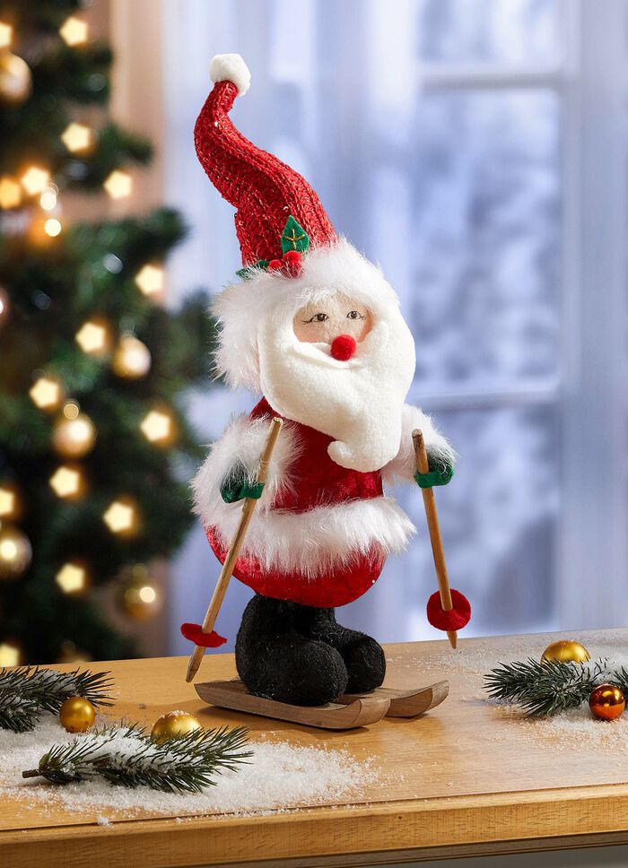 Weihnachtsmann auf Skiern 