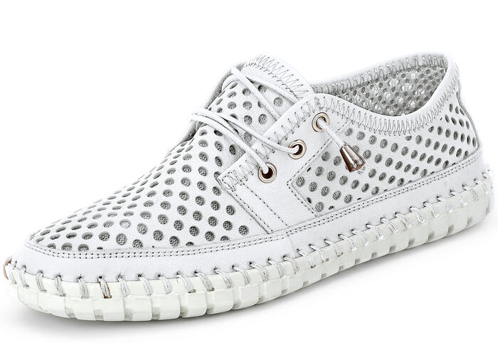 Gemini, sommerliche Damen-Schnürschuhe, Weite G, mit herausnehmbarem Fußbett WEISS