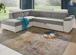 Polsterecke mit Bettfunktion GRAU-WEISS
