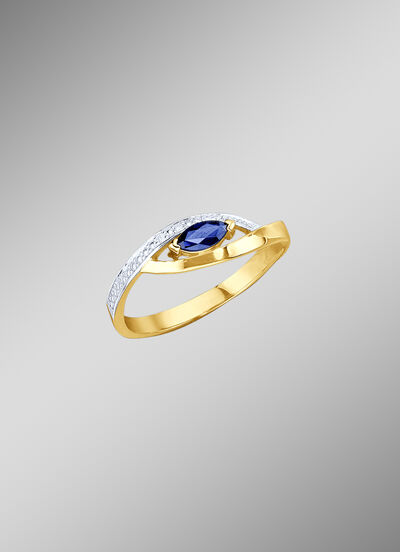 Damenring mit Brillanten und Safir 