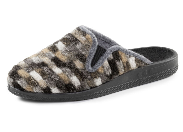 Pantoffel aus gemustertem Textilmaterial GRAU-MULTICOLOR