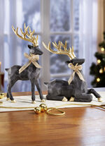 Hirsch mit Hufen und Geweih in goldfarben SCHWARZ