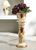 Säule mit Übertopf mit Blattgoldauflage 