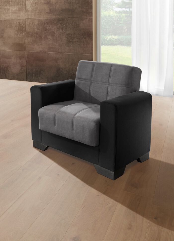 Moderne Polsterm&ouml;bel mit Zierkissen SCHWARZ-GRAU