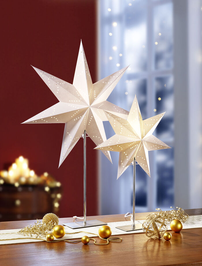 Tischleuchte Stern mit Standfuß aus Edelstahl 