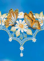 Stangendekoration aus Plauener Spitze 