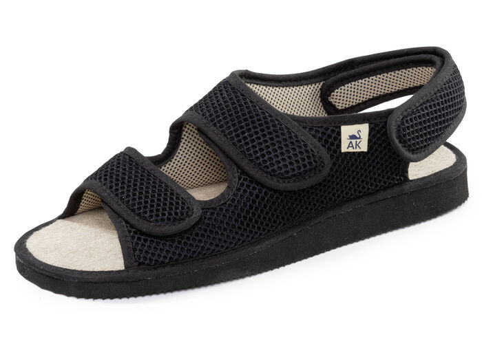 Bequeme Herren-Hausschuhe, mit Klettverschluss SCHWARZ