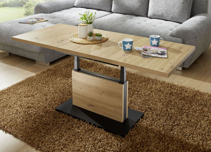 Couchtisch mit raffinierter Liftfunktion ASTEICHE-SCHWARZ