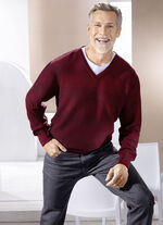 V-Pullover mit Strukturdessin in 3 Farben BORDEAUX
