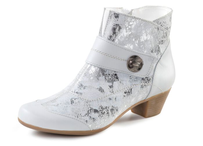 ELENA EDEN, elegante Damen-Stiefeletten, Weite G, mit herausnehmbarem Fu&szlig;bett EISGRAU-SILBER