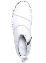 Gemini Mokassin-Stiefelette aus Rind-Nappaleder mit Knitter-Struktur WEISS