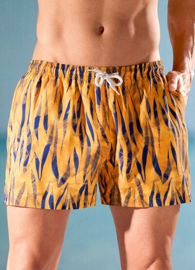 Badeshorts mit buntem Druckdessin, Microfaser 