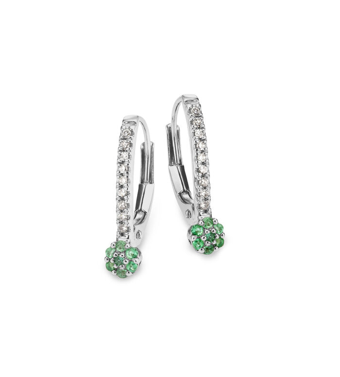 Edle Ohrringe mit 18 Diamanten und echt Smarad 