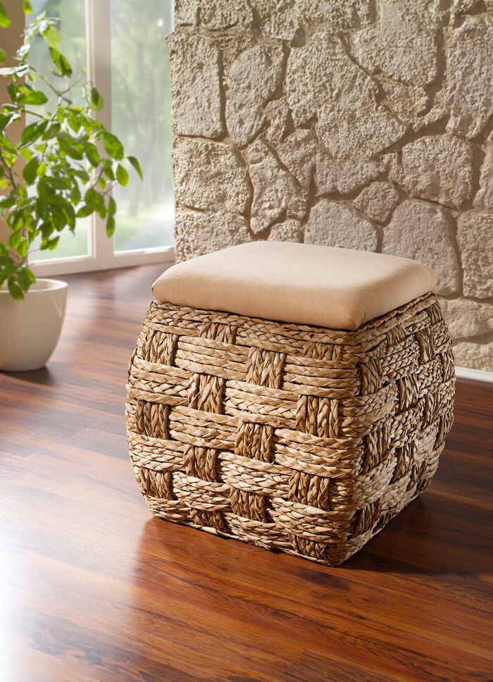 Sitztruhe aus Naturfaser in raffinierter Flechtart BEIGE-NATUR
