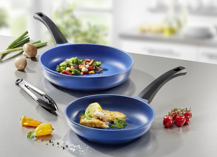 „GSW“ Pfannen-Set „Rainbow“ aus hochwertigem Aluminiumguss BLAU