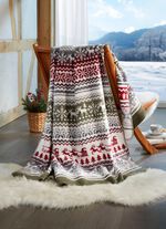 Kuschelige Wohndecke mit winterlichen Motiven GR&Uuml;N