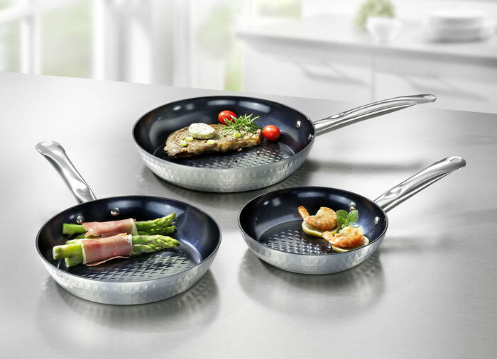 Ceraflon Pfannen-Set, 3-teilig, mit Diamant-Antihaft-Versiegelung SILBER