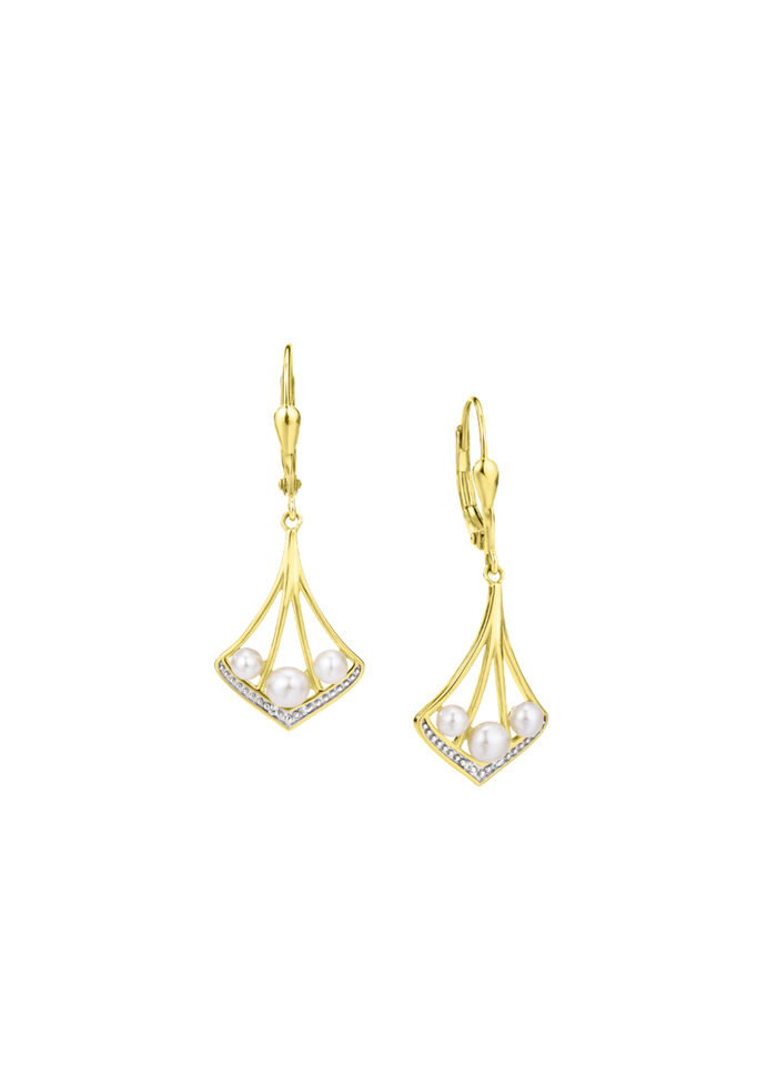 Ohrringe mit Zirkonia und S&uuml;&szlig;wasser-Zuchtperlen 