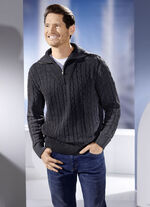 Troyer mit kurzem Reißverschluss in 5 Farben ANTHRAZIT MELIERT