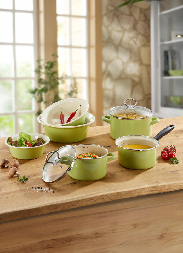 Traditionelle Krüger-Emaille-Serie Juist aus Stahl-Emaille 