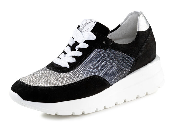 Waldl&auml;ufer Sneaker mit farbverlaufenden, funkelnden Glitzersteinchen SCHWARZ-SILBER