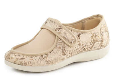 ELENA EDEN Hausschuh aus teilweise glänzend bedrucktem Textilmaterial 