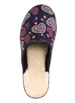 Zweierpack, gef&uuml;tterte Damen-Hausschuhe, Weite H, mit Textildruck 1X BORDEAUX, 1X MARINE