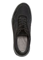 Schn&uuml;rschuh aus Veloursleder und Textilmaterial SCHWARZ