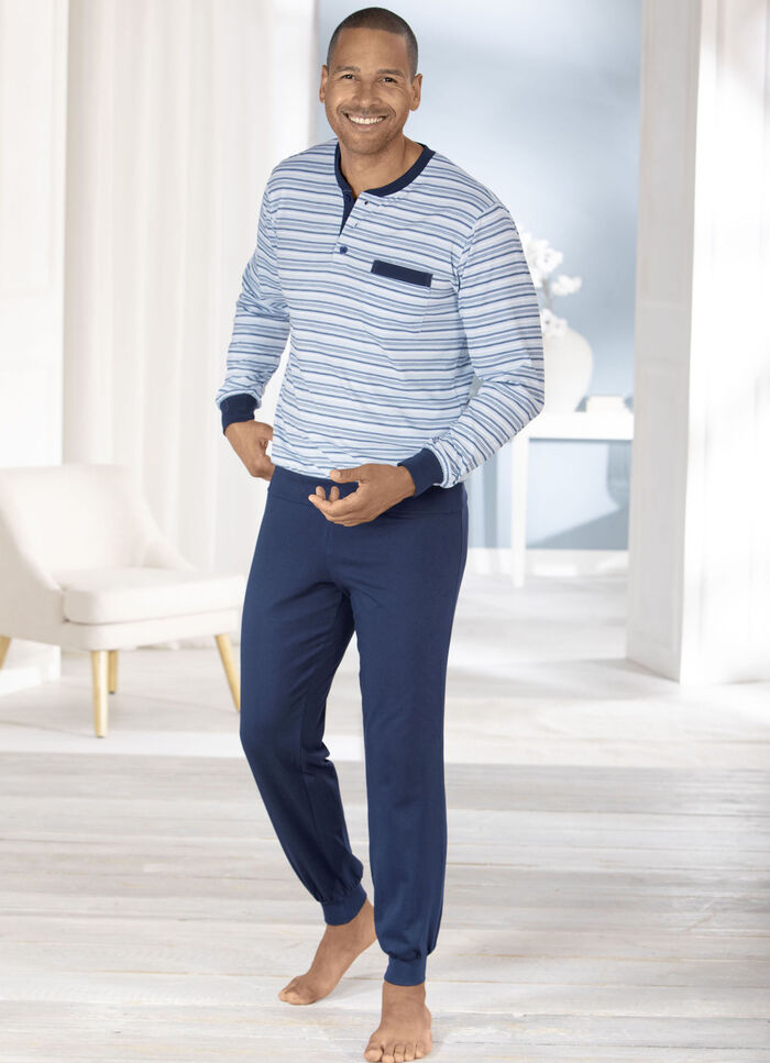 Set: Schlafanzug + Shorty mit Knopfleiste 