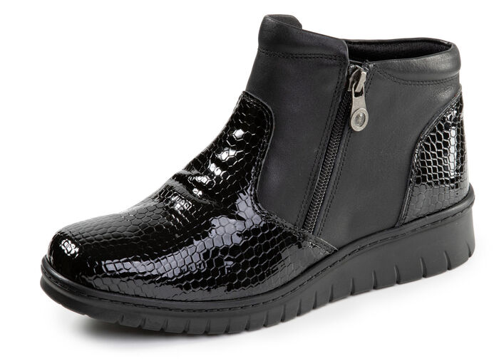 ELENA EDEN, komfortable Damen-Boots, Weite H, mit herausnehmbarem Fußbett SCHWARZ