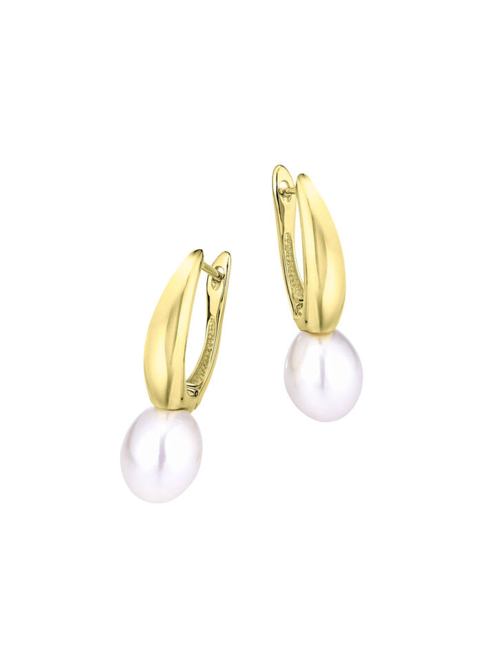 Tropfenförmige Ohrringe mit Süßwasser-Zuchtperlen 