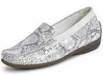 Waldl&auml;ufer Mokassin-Slipper mit moderner Reptilpr&auml;gung MATTSILBER