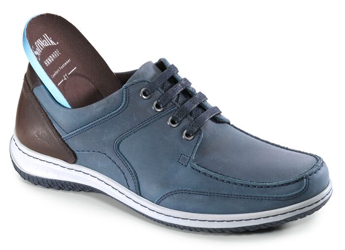 Schn&uuml;rschuhe mit Kontrast-Bes&auml;tzen BLAU-BRAUN