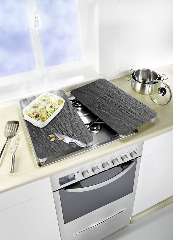 Herdabdeckplatten Schiefer, 2er-Set 