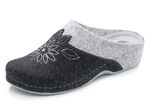 Mubb Wollfilz-Pantoffel mit Bl&uuml;ten-Stickerei GRAU