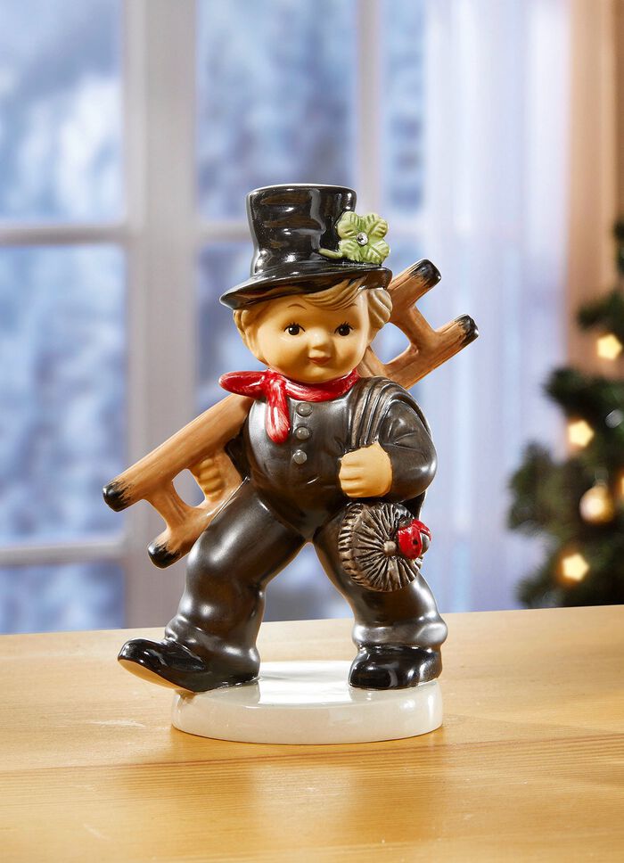 Schornsteinfeger mit Kleeblatt und Kristall-Stein von Goebel 