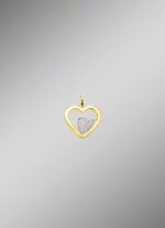 Herz-Anh&auml;nger in Bicolor mit synth. Zirkonia 