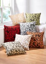 Kissenbezug mit hübschem Blättermotiv GRAU-WEISS