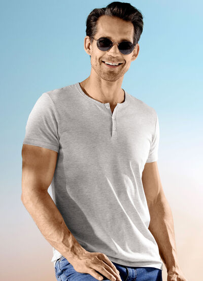 Zweierpack Shirts mit kurzer Knopfleiste 