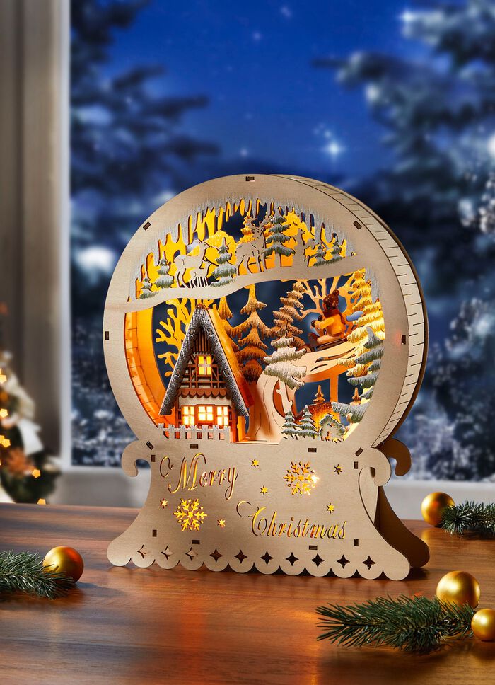 Beleuchtete Holzdekoration 