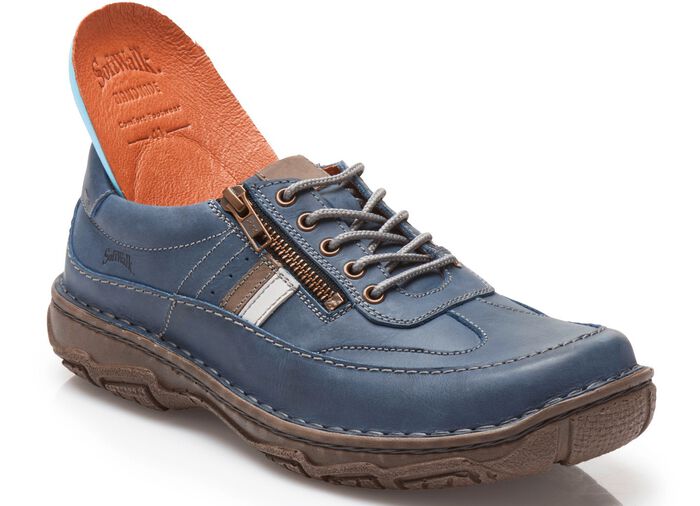 Schn&uuml;rschuh mit Kontrast-Bes&auml;tzen 