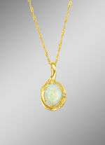 Anhänger mit Singapurkette, echt Opal und synth. Zirkonia 