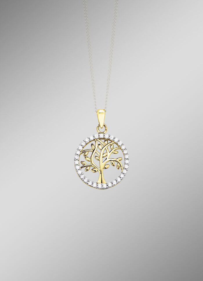 Lebensbaum-Anhänger mit Zirkonia 