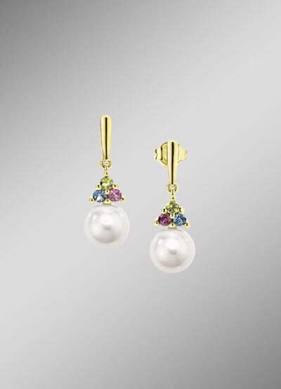 Exquisite Eleganz Ohrstecker mit S&uuml;&szlig;wasser-Zuchtperlen und Edelsteinen 